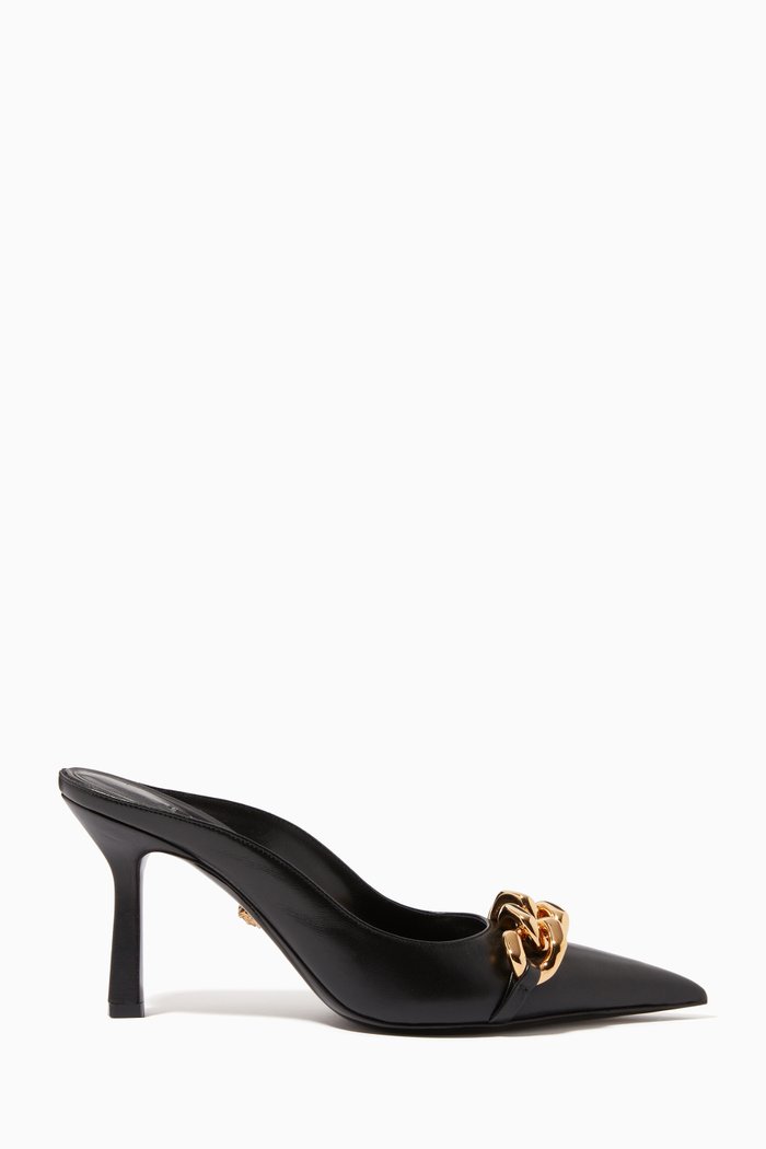 

Medusa Chain 85 Mules in Nappa Leather, Black