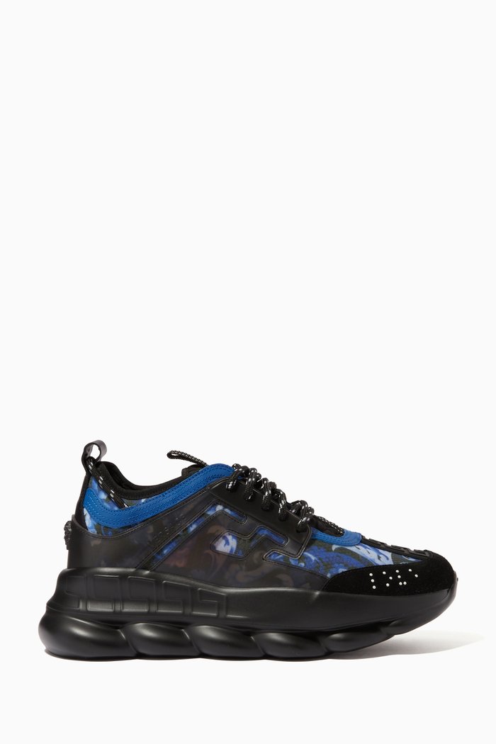 

Chain Reaction Sneakers in Nylon Mesh & Calf Leather, Black