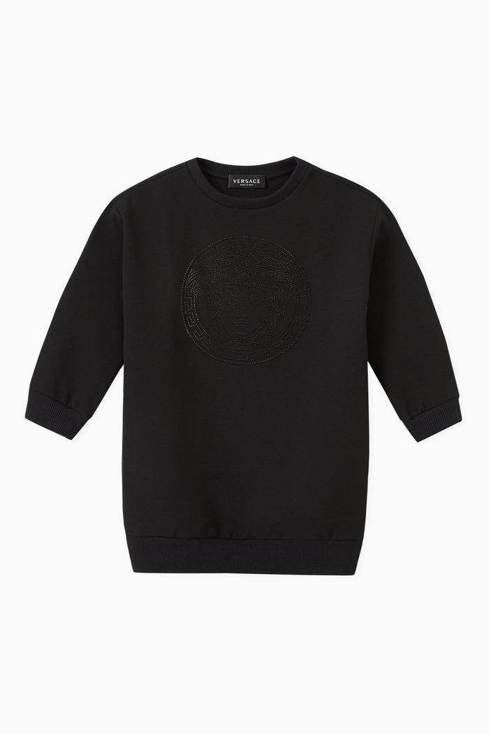 

Crystal Medusa Sweatshirt Dress in Jersey, Black