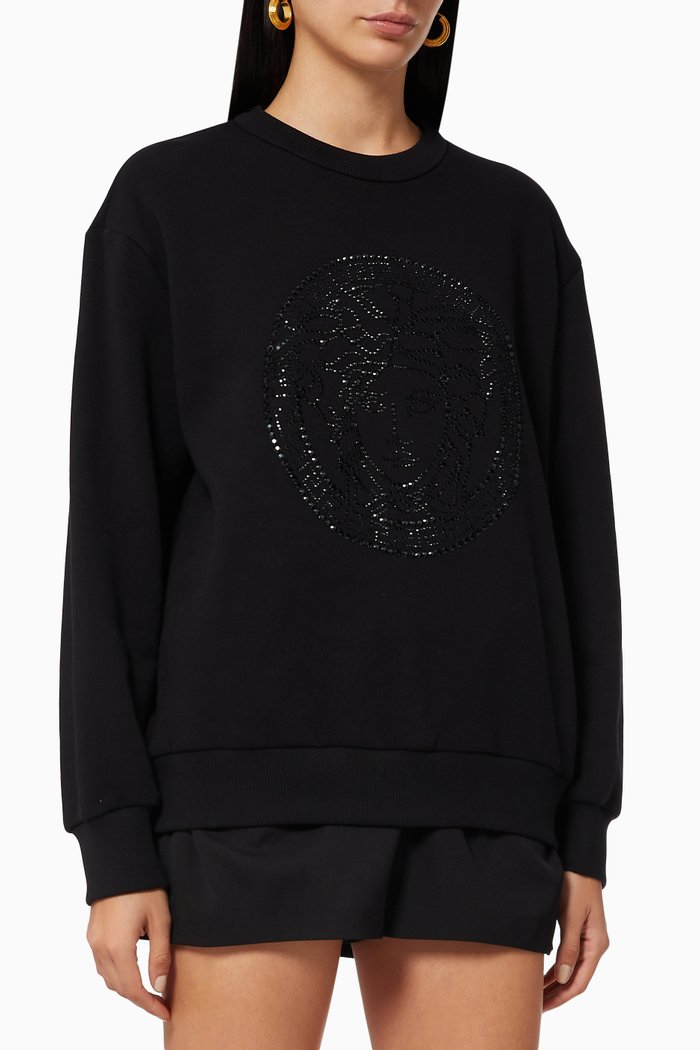 

Crystal Medusa Sweatshirt in Cotton Terry, Black