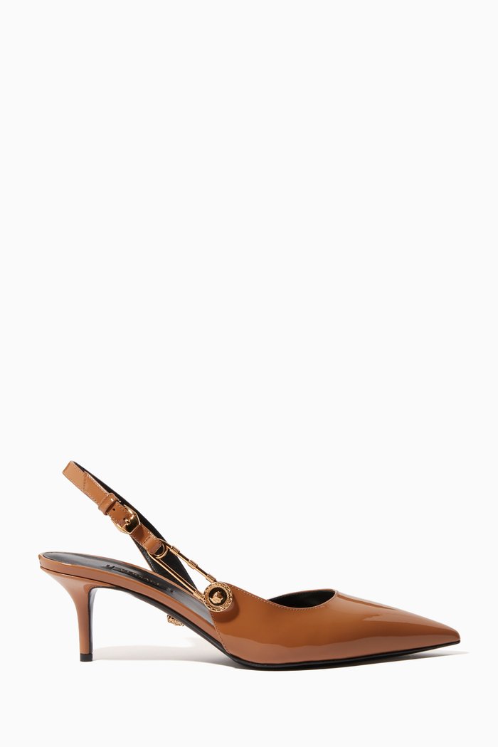 

Safety Pin 55 Slingback Pumps in Patent Leather, Gold