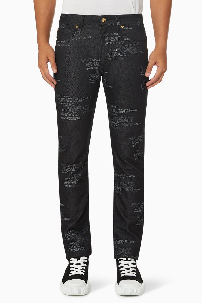 

Logo Jacquard Jeans in Denim, Black