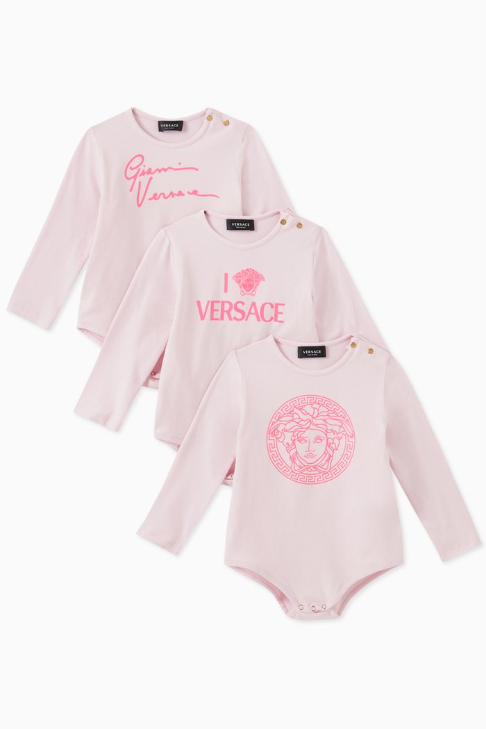 

Medusa Logo Bodysuit Gift Set in Cotton Jersey, Set of 3, Red