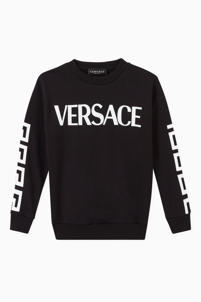 

Greca Logo Sweatshirt in Cotton Terry, Black