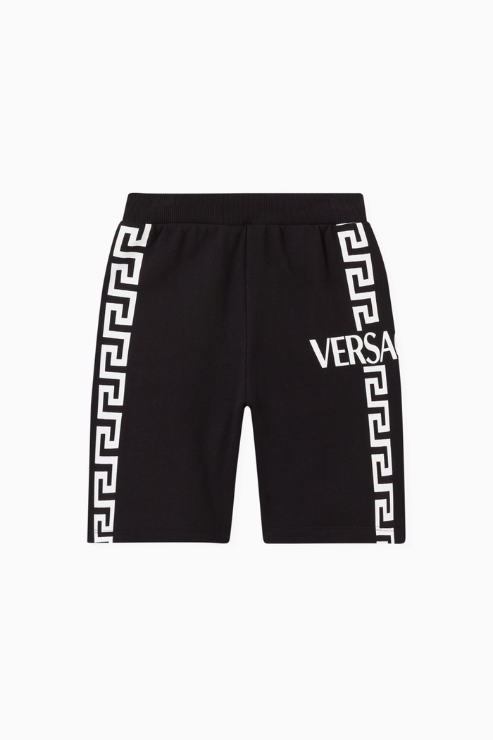 

Greca Logo Shorts in Cotton Terry, Black