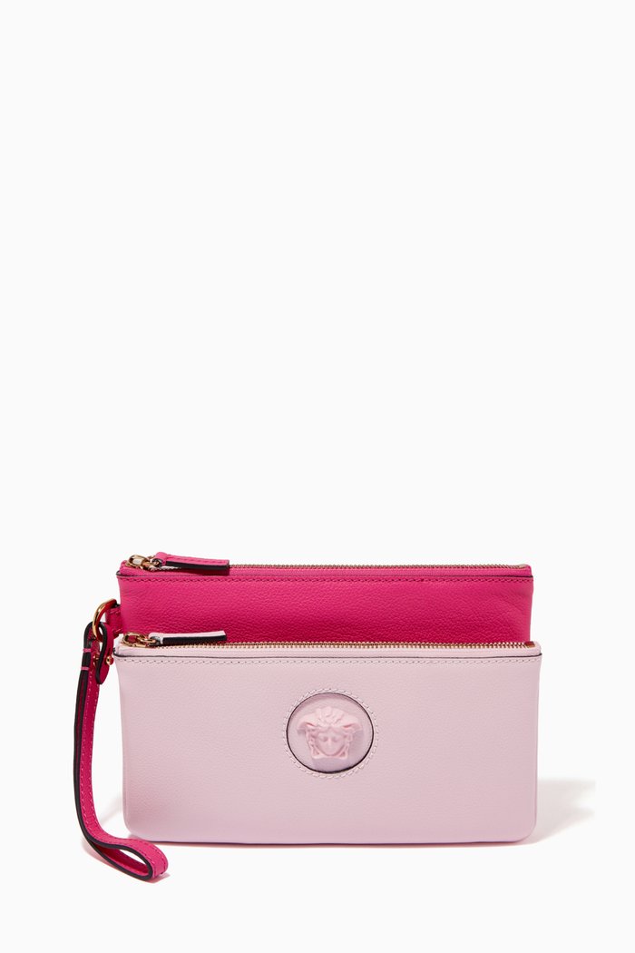

La Medusa Double Pouch in Calf Leather, Pink