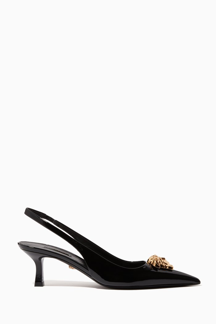 La Medusa 55 Slingback Pumps in Naplak Leather, Black