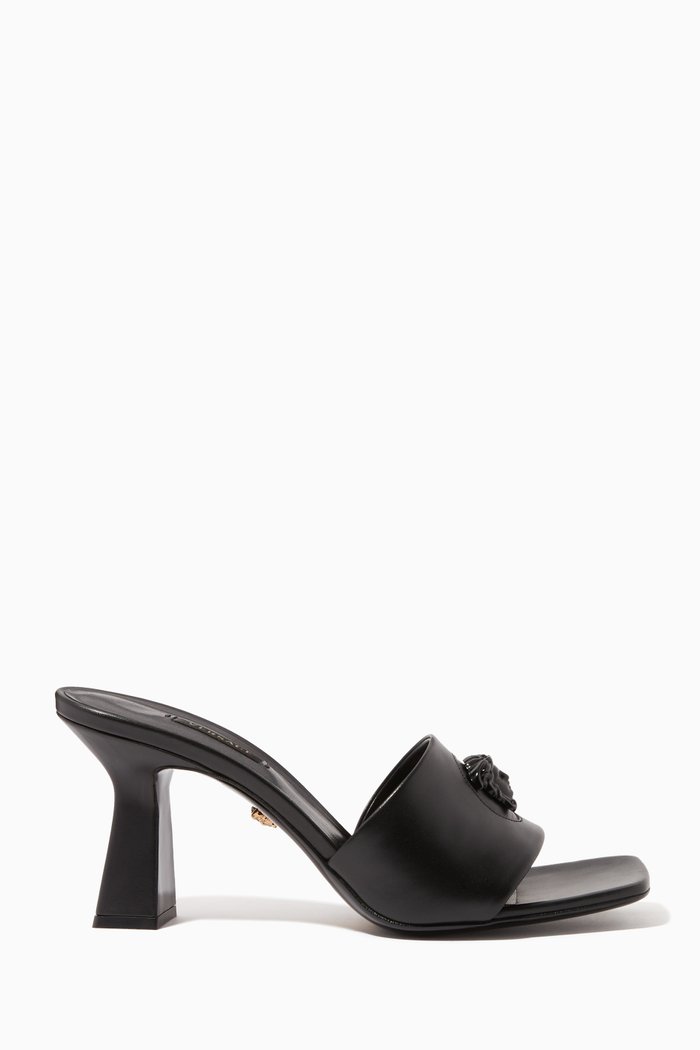 

La Medusa 70 Mules in Calf Leather, Black