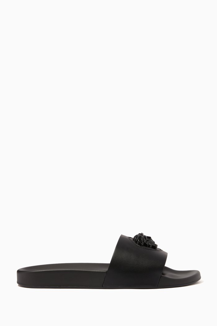 

La Medusa Slides in Calf Leather, Black
