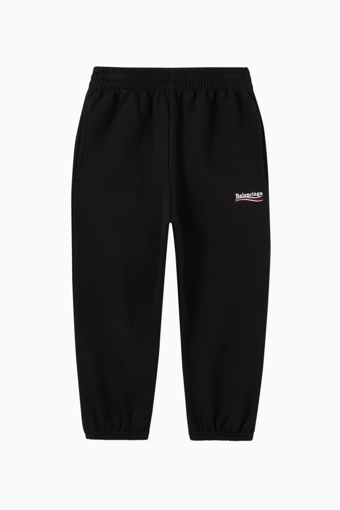 Political Logo Sweatpants in Cotton Jersey, Black
