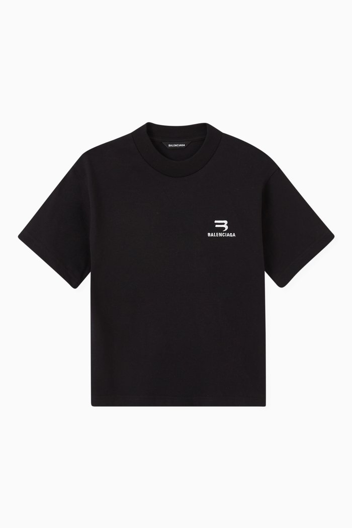 

Sporty Logo T-shirt in Cotton Jersey, Black