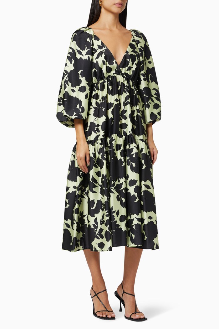 Flora Tiered Dress, Yellow