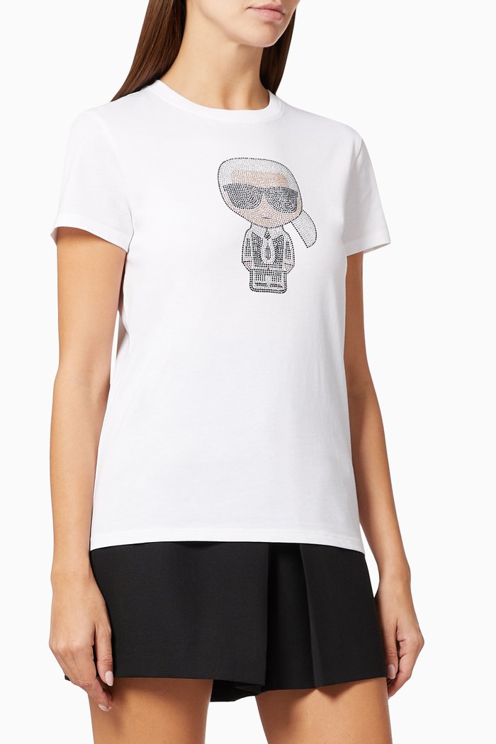 

Ikonik Rhinestone Karl T-shirt in Cotton, White