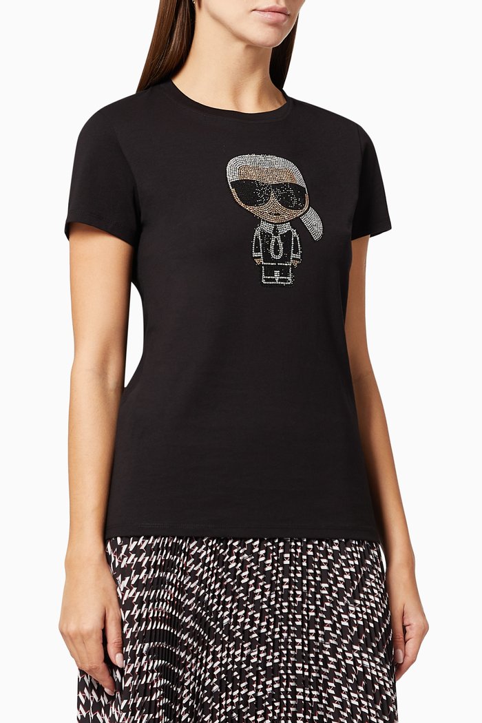 

Ikonik Rhinestone Karl T-shirt in Cotton, Black