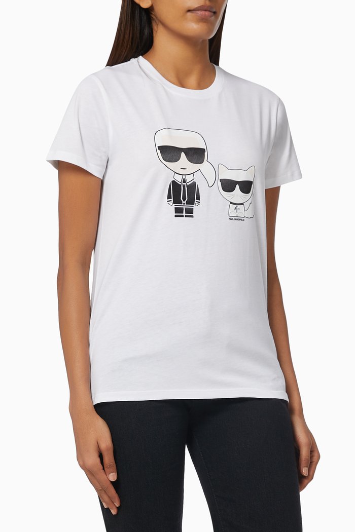 

Ikonik Karl & Choupette T-shirt in Cotton, White