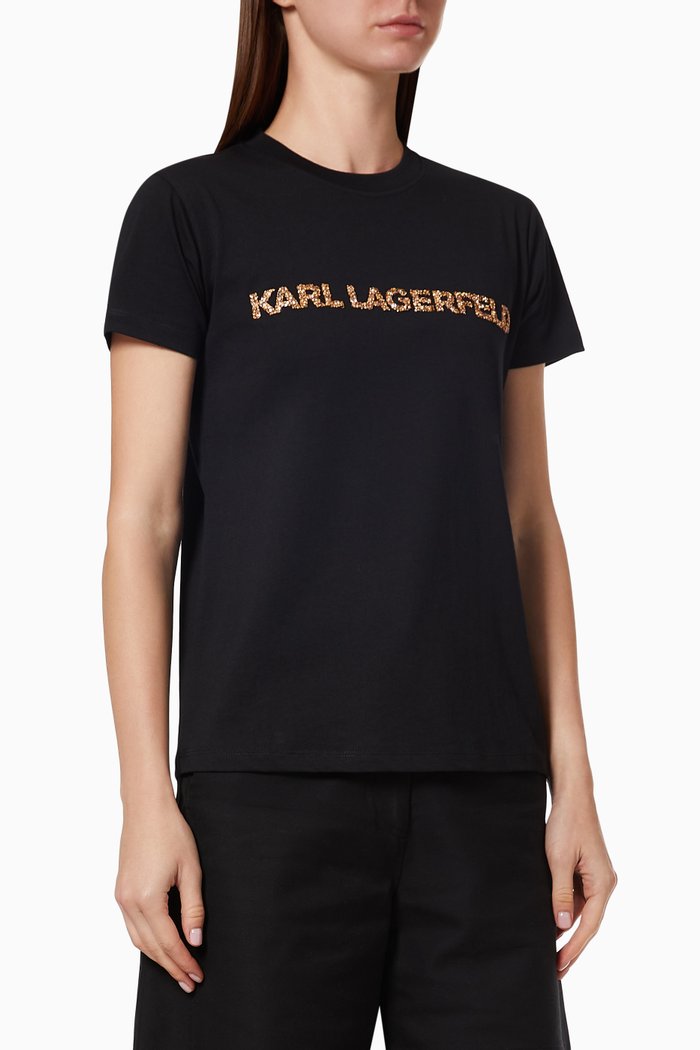

Kandy Krush Karl Logo T-shirt in Cotton, Black