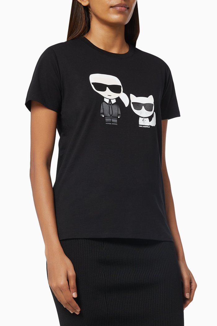 

Karl & Choupette Ikonik T-shirt in Jersey, Black