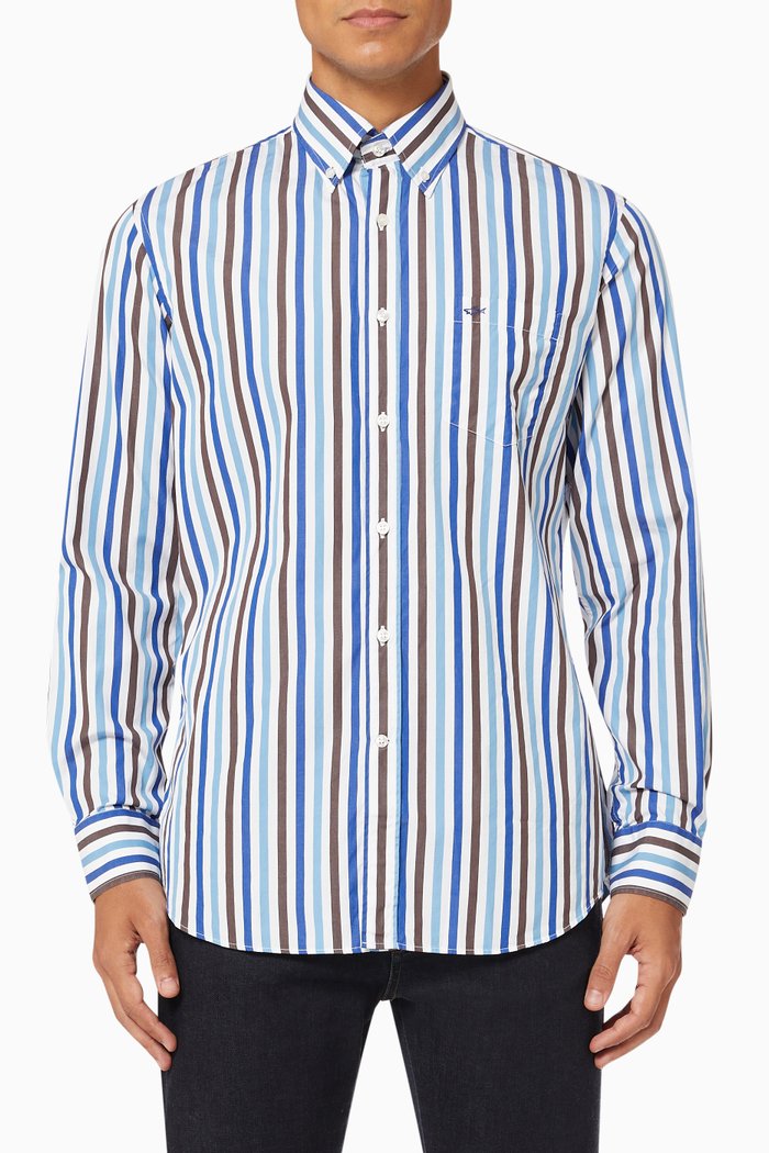 

Striped Shirt in Cotton Poplin, Multicolour