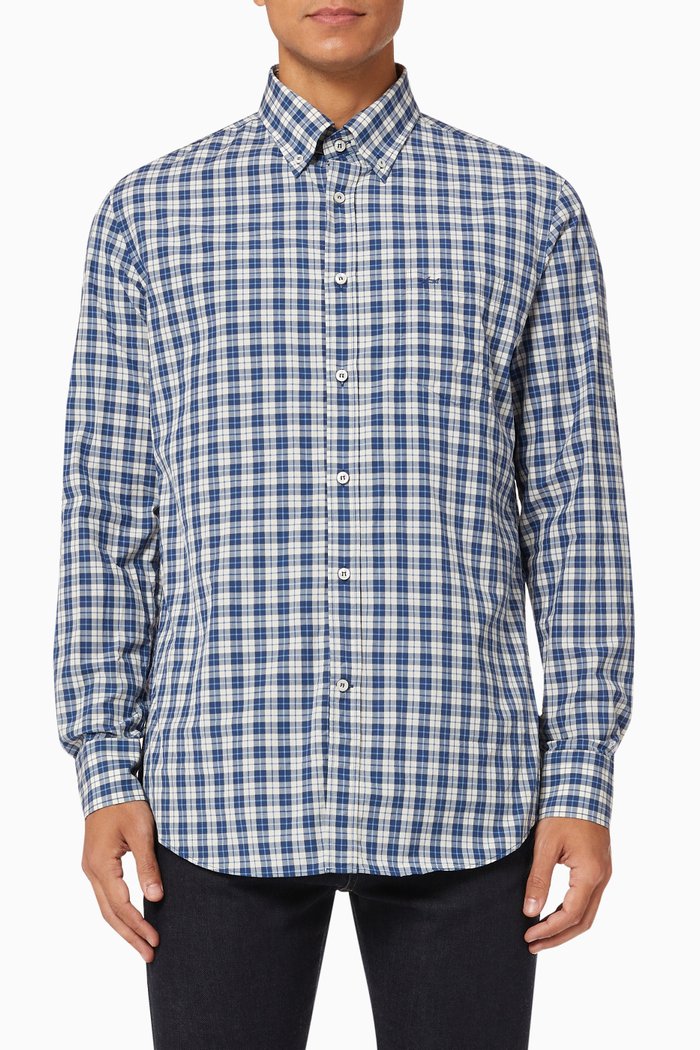 

Checked Shirt in Cotton Poplin, Multicolour