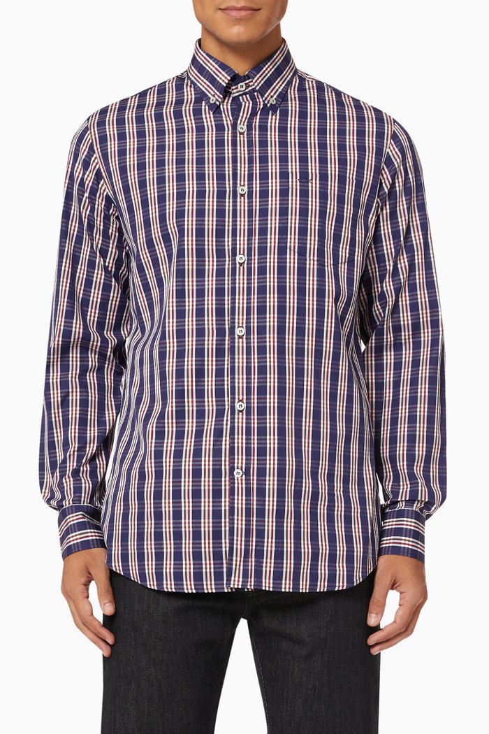 

Checked Shirt in Cotton Poplin, Multicolour