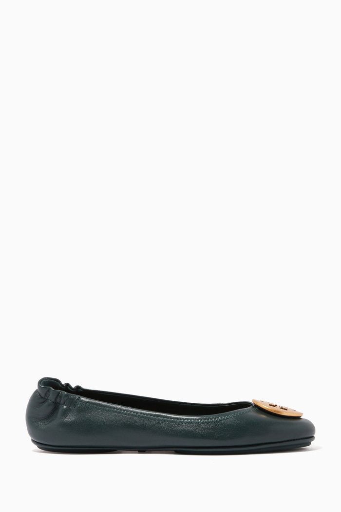 

Minnie Travel Ballet Flats in Leather, Green