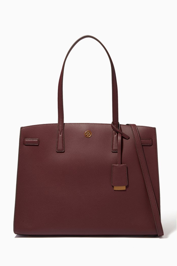 

Walker Satchel Bag in Leather, Burgundy