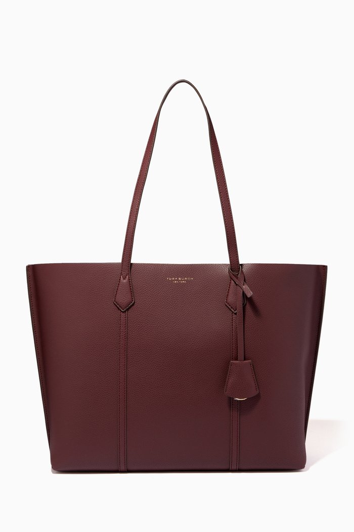 

Perry Tote Bag in Pebbled Leather, Burgundy