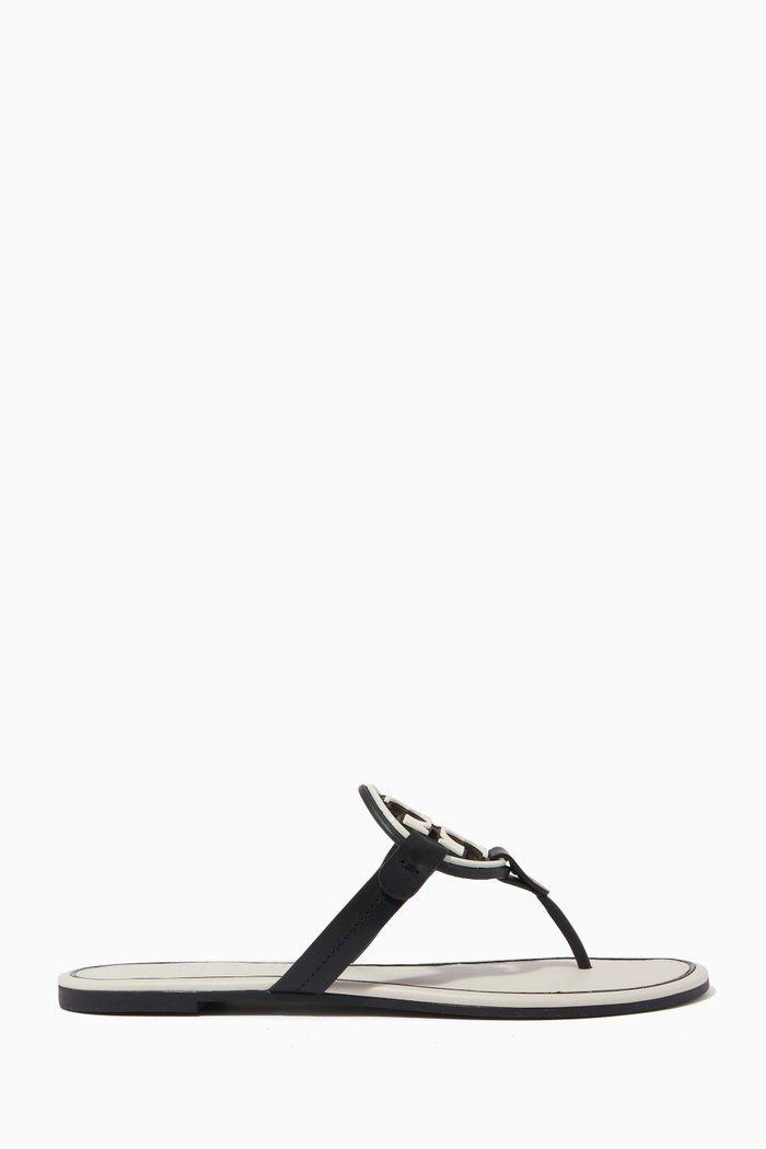 

Miller Flat Sandals in Leather, Black