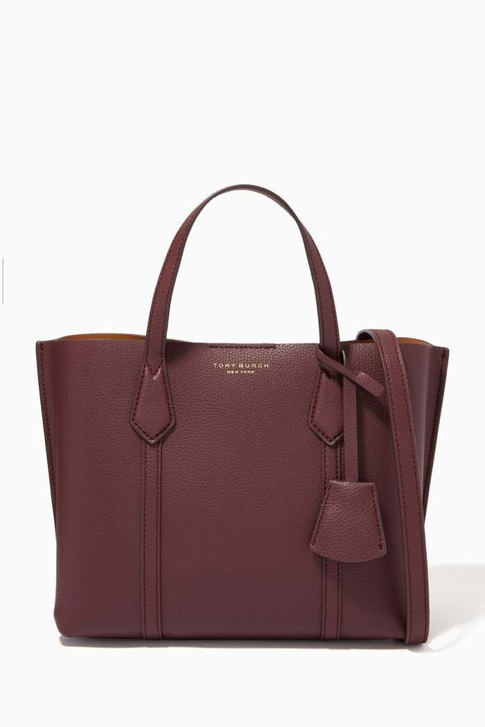 

Perry Small Tote Bag in Pebbled Leather, Burgundy