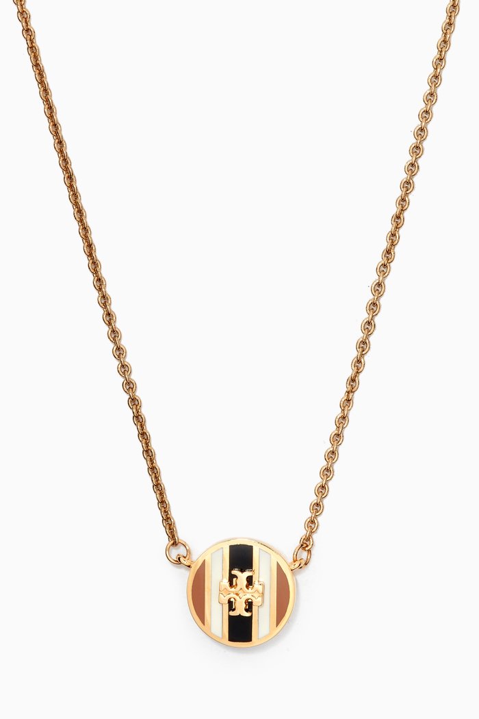 

Kira Enamel Striped Pendant Necklace, Gold