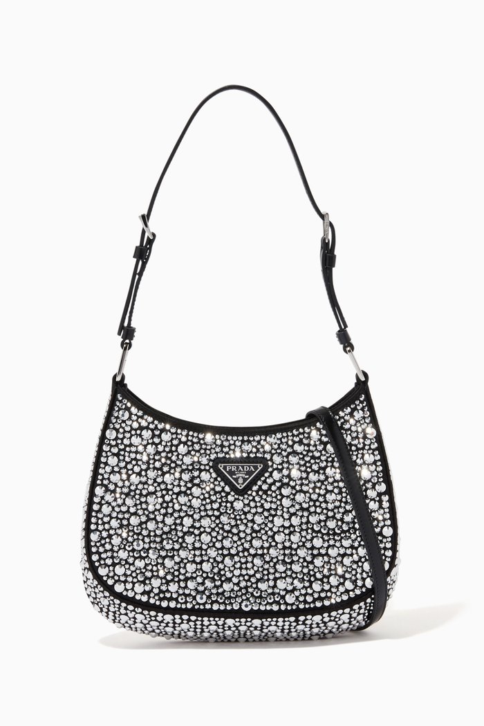 

Cleo Crystal Bag in Satin, Silver