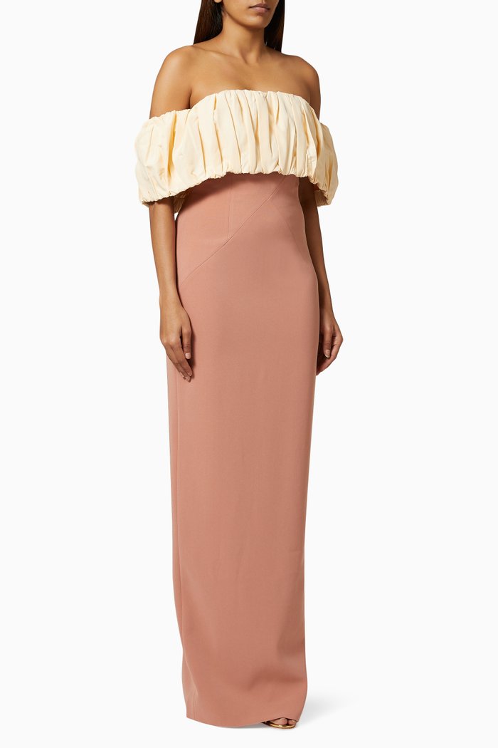 

Harley Gown in Crepe & Cotton Poplin, Neutral