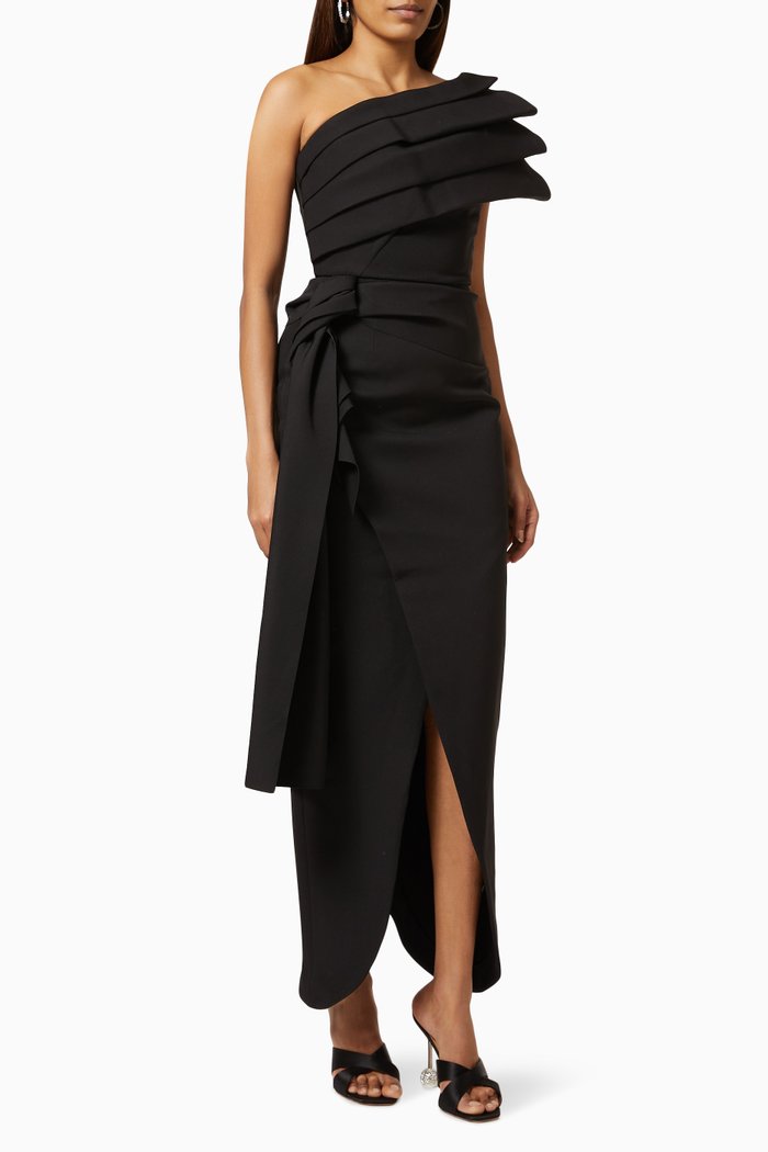 

Ace Gown in Bonded Crepe, Black
