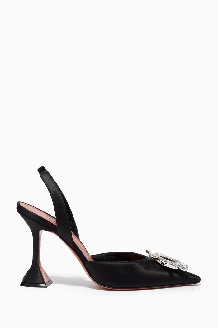 

Begum 95 Crystal Slingback Pumps in Satin, Black