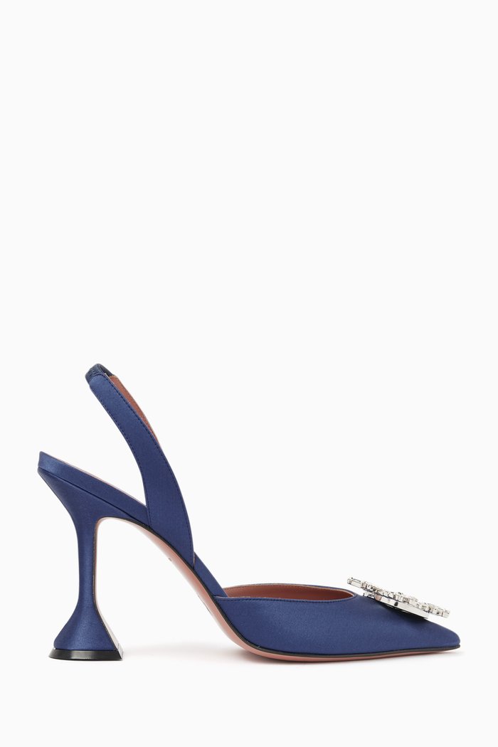 

Begum 95 Crystal Slingback Pumps in Satin, Blue