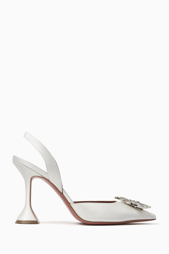 Begum 95 Crystal Slingback Pumps in Synthetic Leather, White