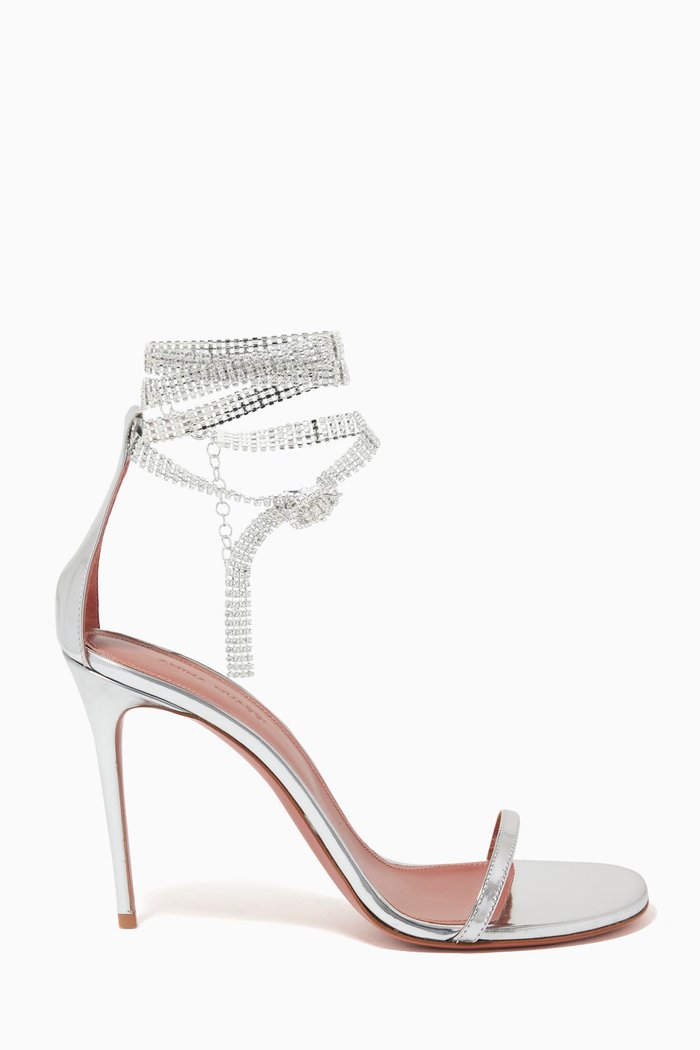 

Giorgia Crystal Sandals in Mirror Leather, Silver