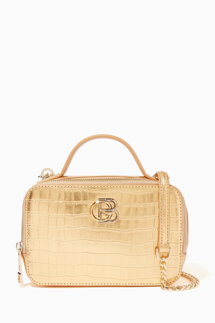 

Crossbody in Embossed Leather, Gold
