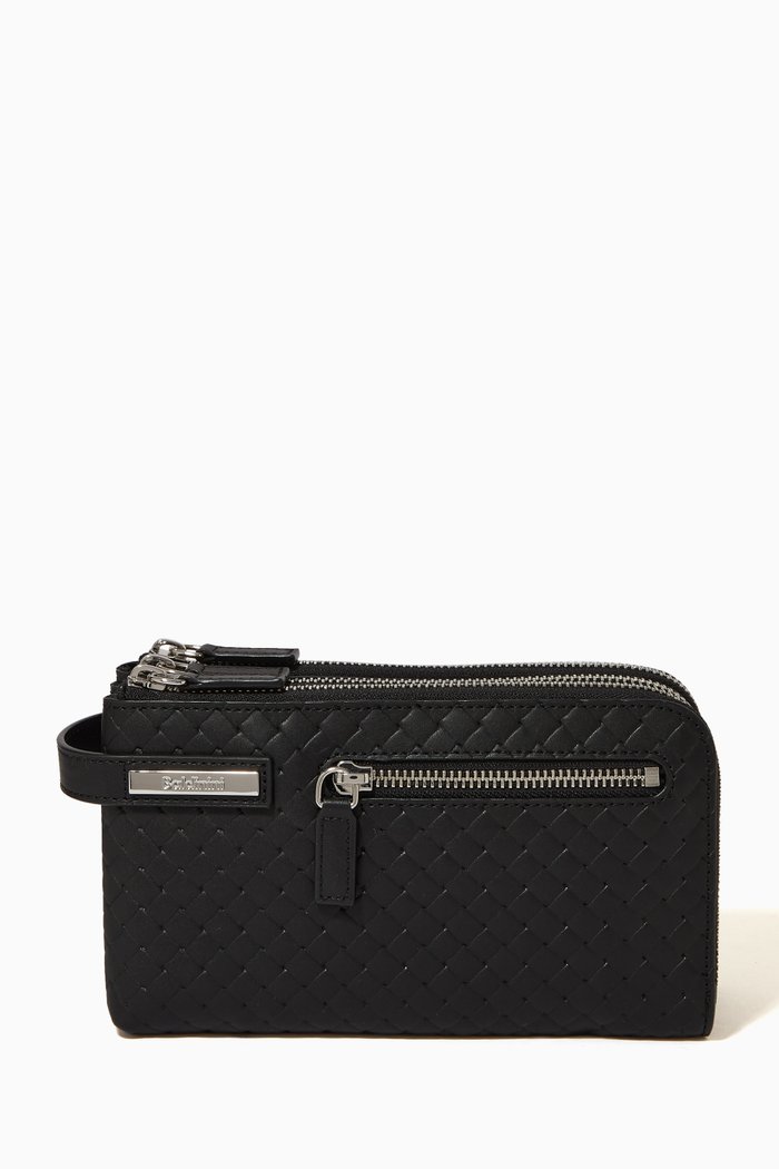 

Triple Pocket Pouch in Leather, Black