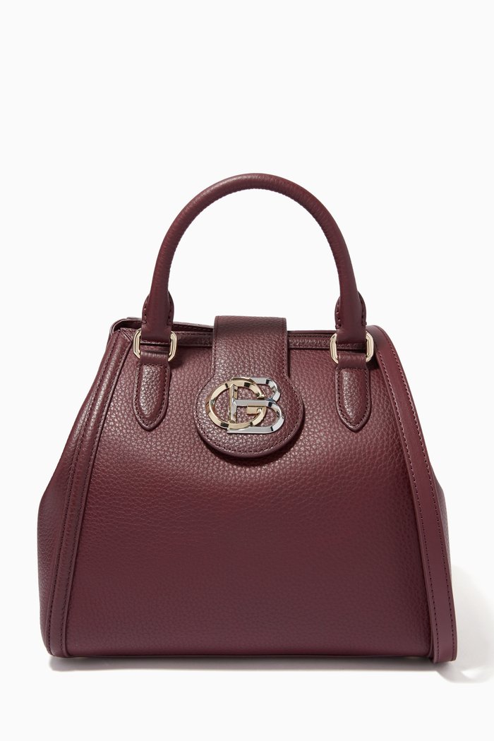 

Top Handle in Grained Leather, Burgundy
