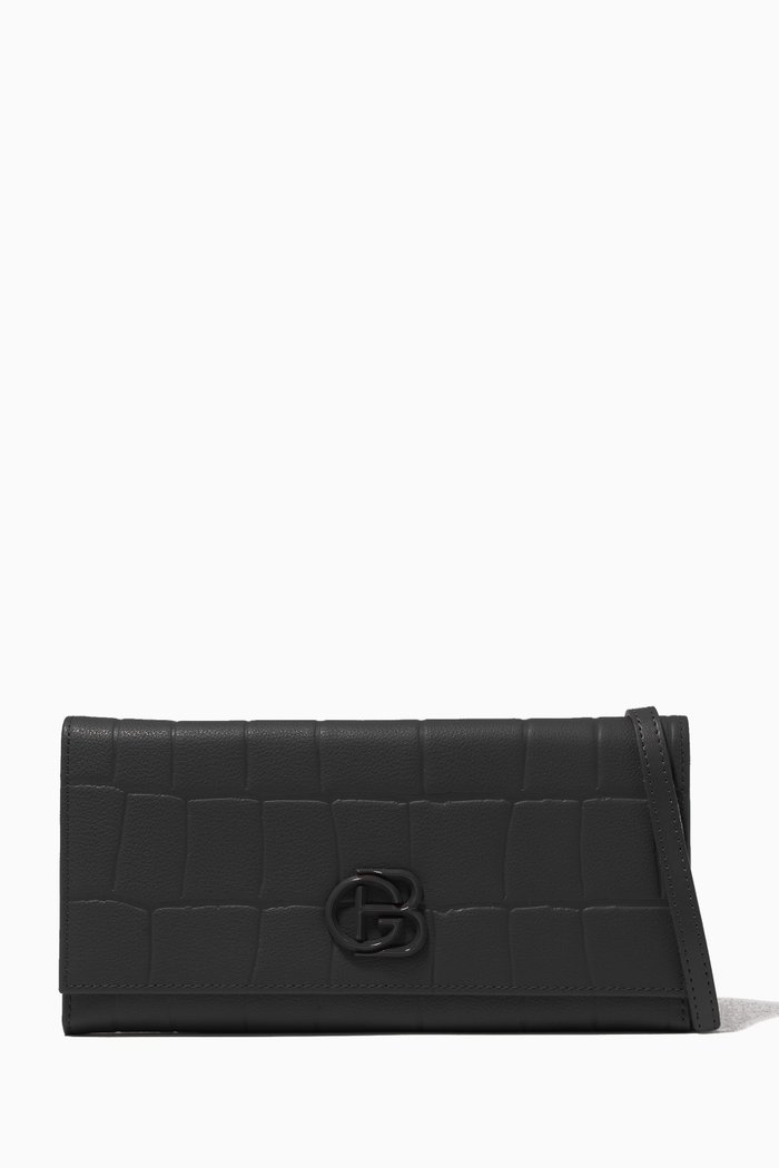 Wallet in Embossed Leather, Black