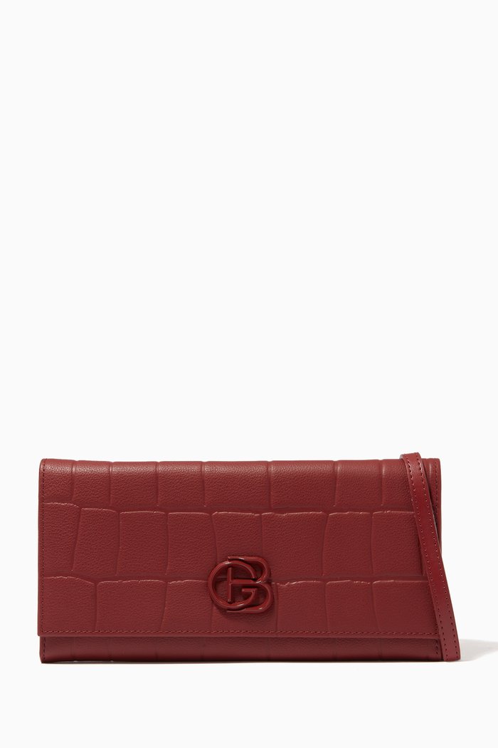 

Wallet in Embossed Leather, Burgundy