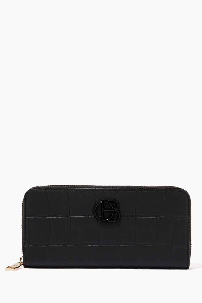

Wallet in Embossed Leather, Black