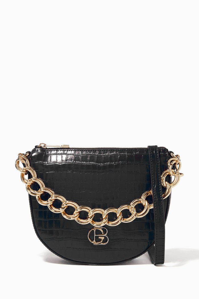 

Crossbody in Embossed Leather, Black
