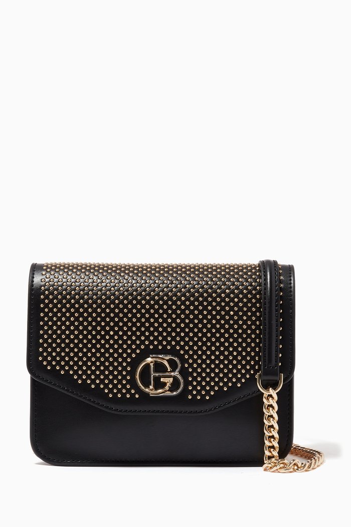 

Beaded Crossbody in Leather, Black