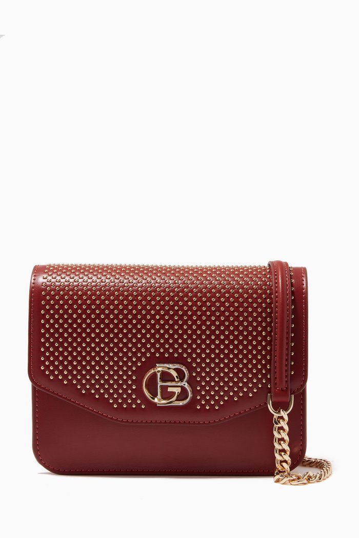 

Beaded Crossbody in Leather, Burgundy