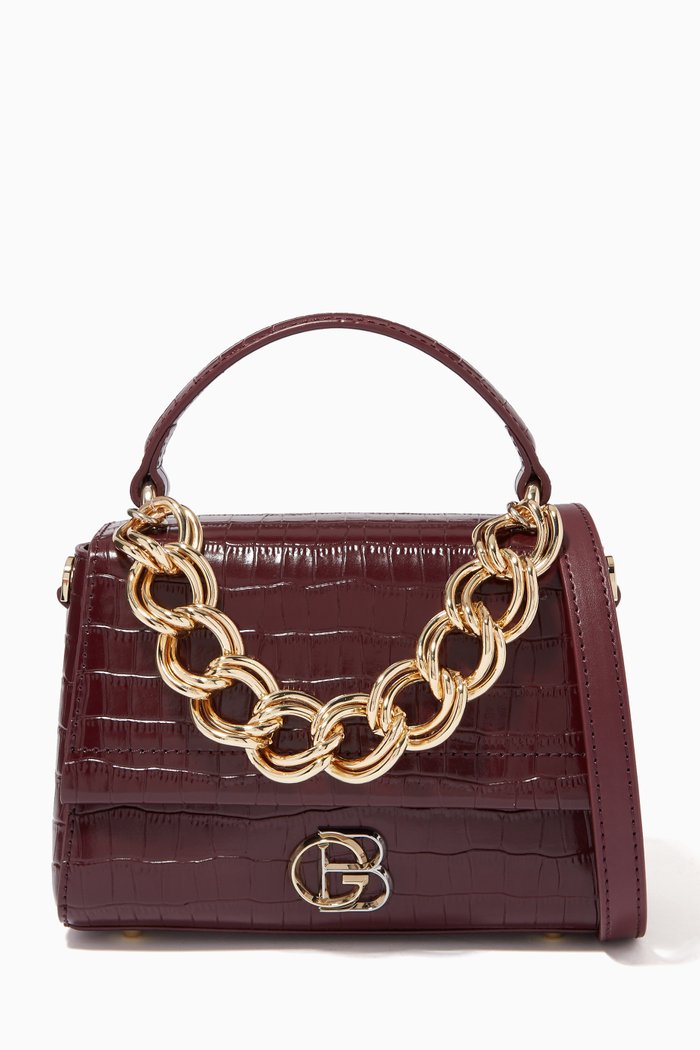

Top Handle in Embossed Leather, Burgundy