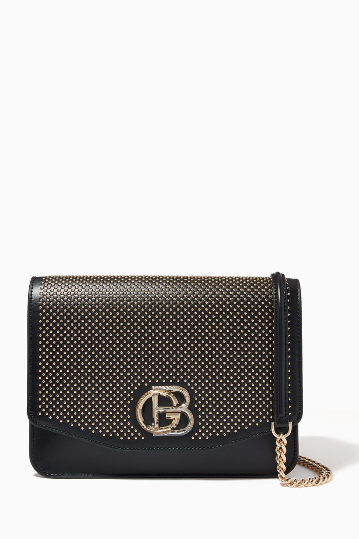 

Beaded Crossbody in Leather, Black