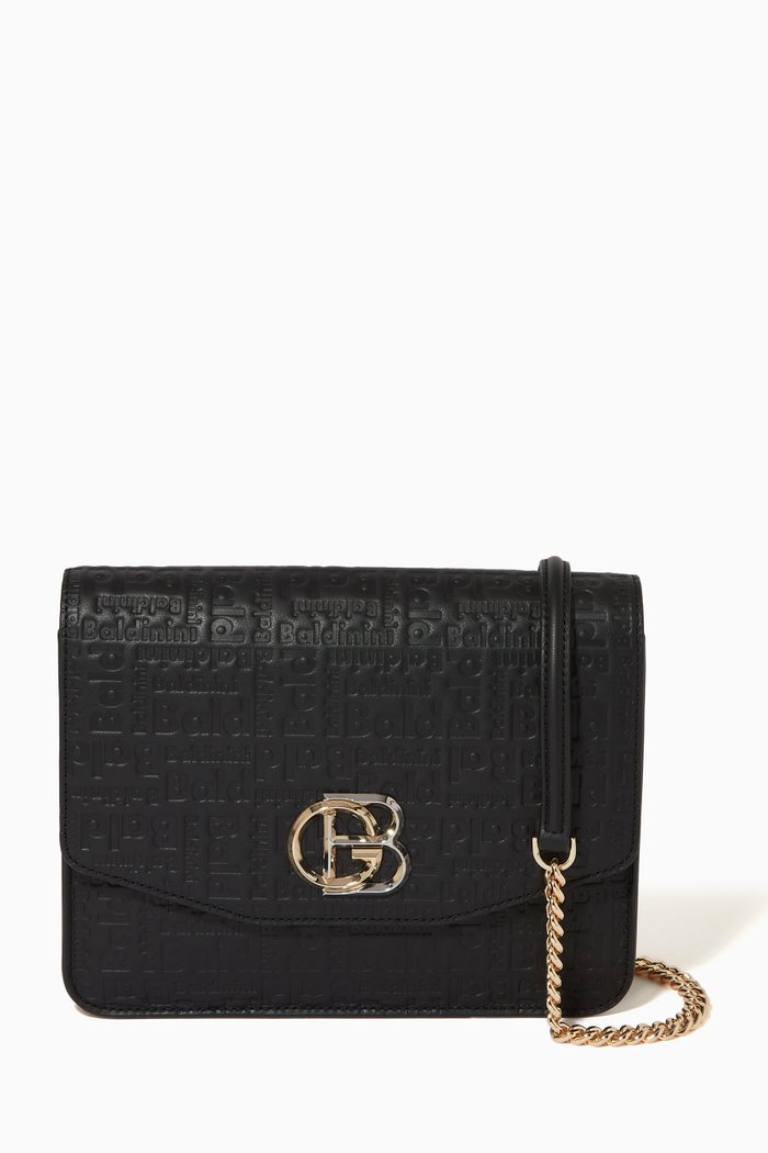 

Crossbody in Embossed Leather, Black