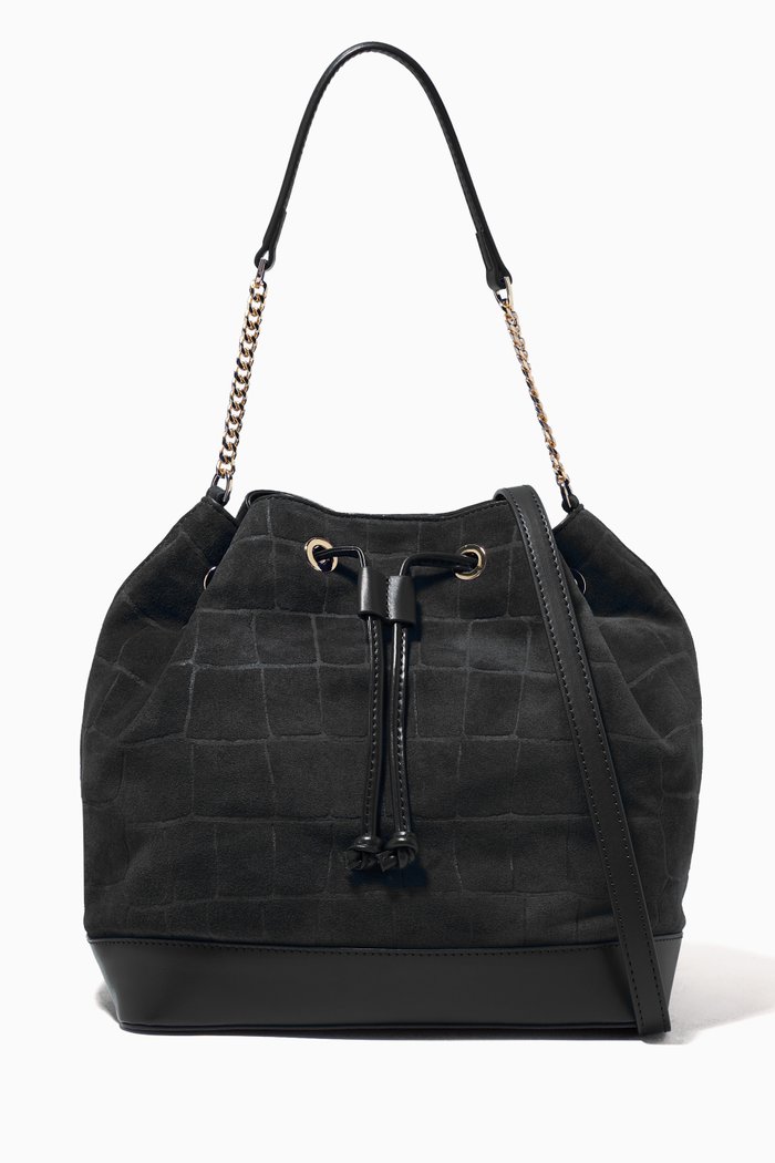 

Embossed Bucket Bag, Black